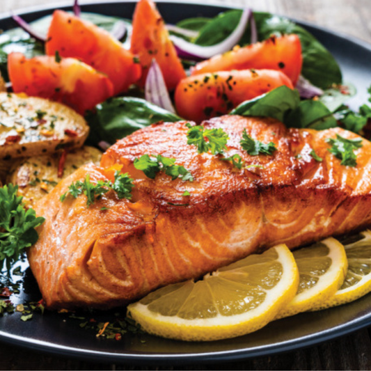 Spritz and thyme flavored salmon fillet
